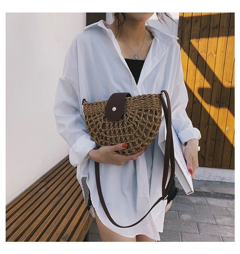 Torebka PLECIONA na ramię BOHO KOSZYK PÓŁKSIĘŻYC na Arena.pl