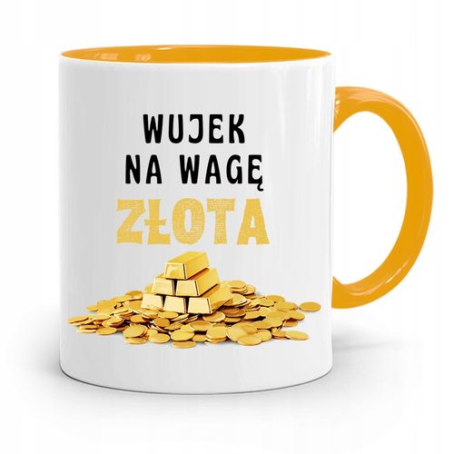 Kubek Żółty Prezent Dla Wujka Wujek Na Wage Złota Z Nadrukiem Ze Zdjęciem na Arena.pl