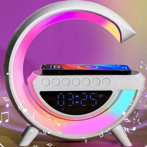 LAMPKA NOCNA LED RADIO FM ŁADOWARKA BUDZIK GŁOŚNIK RGB ZEGAR na Arena.pl