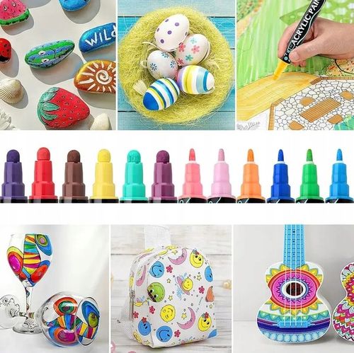 MARKERY AKRYLOWE ZESTAW 48 SZT Pisaki Flamastry Mazaki z farbą do kamieni na Arena.pl