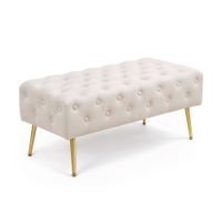 Pufa siedzisko do salonu MONACO welur ławka tapicerowana 100 cm Beżowa