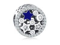 Rodowany srebrny charms do pandora gwieździste niebo gwiazdy stars cyrkonie srebro 925 QS0106