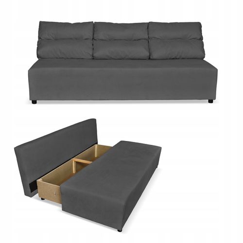 Kanapa sofa KIMO funkcja spania pojemnik Family Meble Hunter c. szary welur na Arena.pl