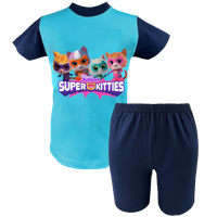 Krótka Piżama dziecięca Superkoty - Super Kitties