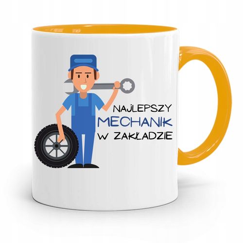 Kubek Żółty Dla Mechanika Najlepszy W Zakładzie Z Nadrukiem Ze Zdjęciem na Arena.pl