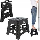 Taboret składany stołek podnóżek antypoślizgowy czarny Easyform 32cm
