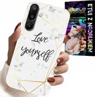 ETUI DO SAMSUNG GALAXY M16 5G - BIAŁY MARMUREK W ZŁOTE RAMKI LOVE YOU