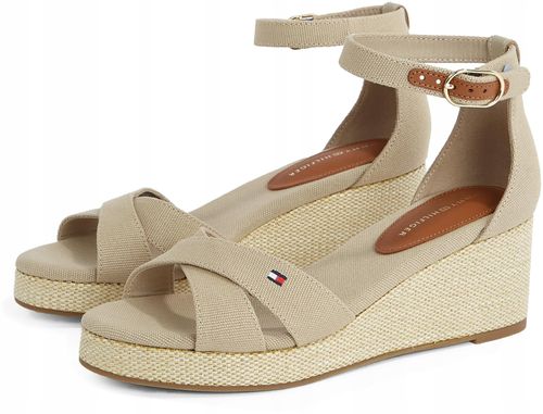 TOMMY HILFIGER ORYGINALNE SANDAŁY KOTURNY SPRZĄCZKA BEŻOWE 40 na Arena.pl