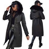 Damska kurtka zimowa parka z kapturem czarna TY3954 - M