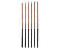 Świeczki na tort długie metaliczne różowe złoto, 6 szt.