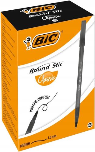 BIC DŁUGOPIS ROUND STIC CLASSIC CZARNY ZESTAW OPAKOWANIE 60 SZTUK na Arena.pl