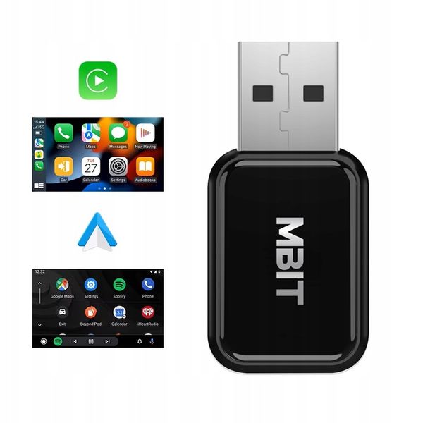 ADAPTER BEZPRZEWODOWY CARPLAY CAR PLAY ANDROID AUTO 2w1 BLUETOOTH iOS zdjęcie 1