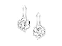 Eleganckie wiszące rodowane srebrne kolczyki kwiaty flowers białe cyrkonie srebro 925 Z1621D_W