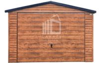 GARAŻ BLASZANY 4m x 5m dwuspad - Brama uchylna - jasny orzech 4x5