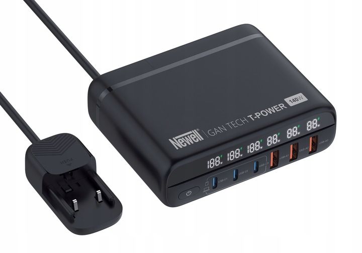 Ładowarka sieciowa z adapterami Newell GaN Tech T-power 140W 3xUSB-C 3xUSB zdjęcie 11