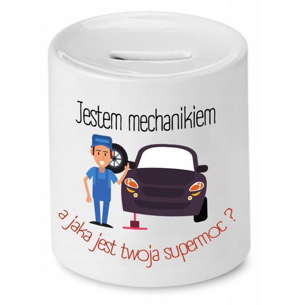 Skarbonka Prezent Dla Mechanika Jestem Mechanikiem Z Nadrukiem Ze Zdjęciem zdjęcie 1