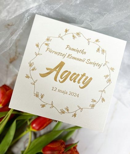 Prezent pudełko komunia białe grawer pamiątka imię Pamiątka Komunijna na Arena.pl