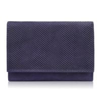 portfel damski skórzany we wzory geometryczne mały vintage granatowy