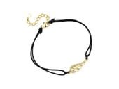 Bransoletka szczęścia celebrytka skrzydło anioła wing bawełna cyrkonie srebro 925 Z1449BG_B