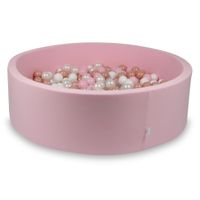 Suchy basen pudrowy róż 130x40 z piłeczkami 700 sztuk (przezroczyste, białe, perłowe, jasnoróżowe, różowozłote)
