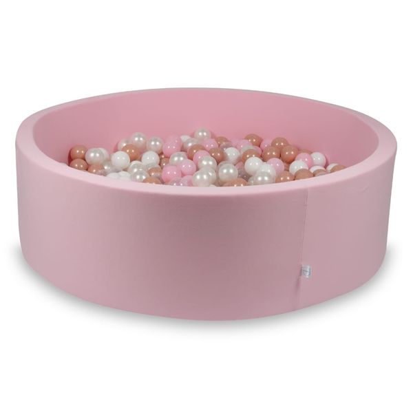 Suchy basen pudrowy róż 130x40 z piłeczkami 700 sztuk (przezroczyste, białe, perłowe, jasnoróżowe, różowozłote) zdjęcie 1