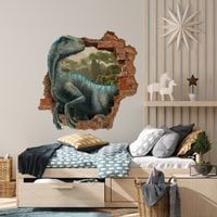 Naklejka Na Ścianę Dla Dzieci DINOZAUR Dżungla Dziura 3D 80cm x 60cm