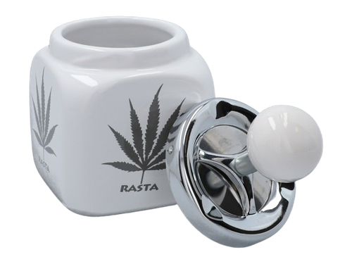Biała Popielniczka W Stylu Rasta Z Nadrukiem Liścia Marihuany na Arena.pl