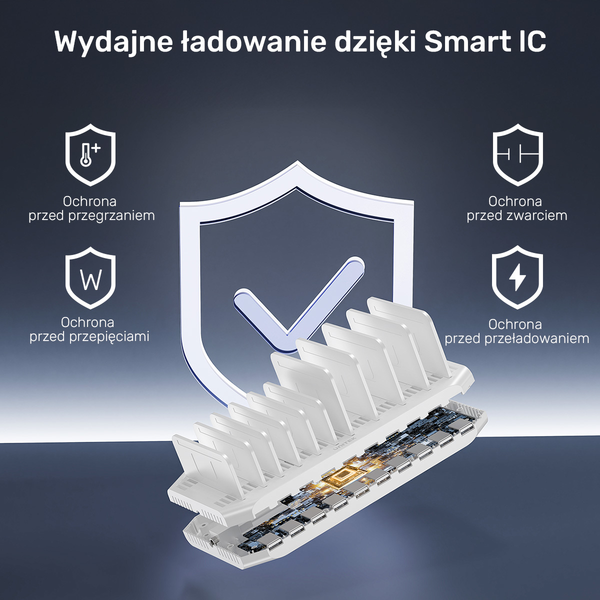 Unitek Stacja ładująca 10xUSB 2.4A 60W biała zdjęcie 12
