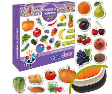 Zestaw magnesów gra edukacyjna Owoce i warzywa