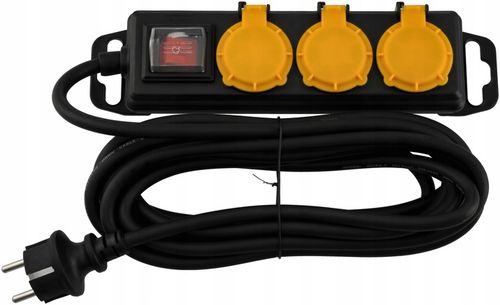 Przedłużacz Listwa Zasilająca 3 Gniazda 5m Wodoszczelny Z Wyłącznikiem IP44 na Arena.pl