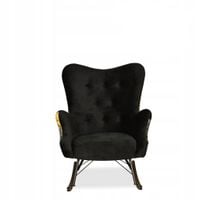 Fotel uszak skandynawski Luna Print Duo bujany płozach Family meble czarny