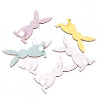 DREWNIANE KRÓLICZKI W KROPKI 8CM 6 SZTUK BIAŁE PASTELOWE DPDN-205 DP CRAFT