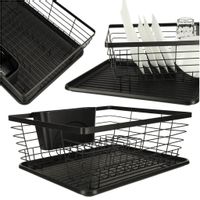 Suszarka do naczyń ociekacz na naczynia sztućce taca czarna