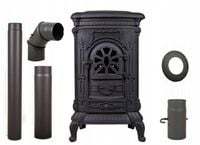 PIEC ŻELIWNY KOZA KOMINEK KOMINKOWY INGRID 6,5-9KW zestaw akcesoria