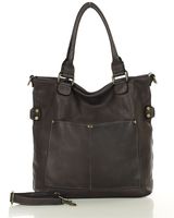 Torebka skórzana XL shopper vintage bag z kieszeniami vera pelle - MARCO MAZZINI brąz caffe