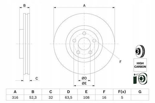 TARCZA HAM PRZOD 316X32 V BOSCH na Arena.pl