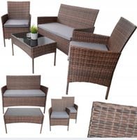 NOWOCZESNY KOMPLET MEBLI OGRODOWYCH RATTANOWY IDEALNY DO OGRODU I NA TARAS