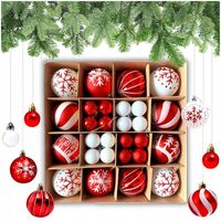 BOMBKI CHOINKOWE PLASTIKOWE CHOINKĘ BIAŁE CZERWONE NIETŁUKĄCE ZESTAW 44szt