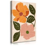 Obraz Na Płótnie Polne Kwiaty Maki Natura Liście Styl Boho 60cm x 90cm