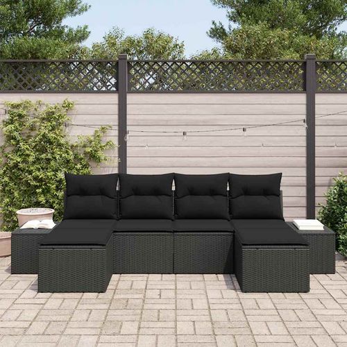 Zestaw Sof na Ogród 6 pcs Czarny 184 x 62 x 85 cm Polirattan na Arena.pl