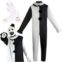 Strój klauna kostium arlekin Halloween karnawał bal zestaw czarno-biały XL
