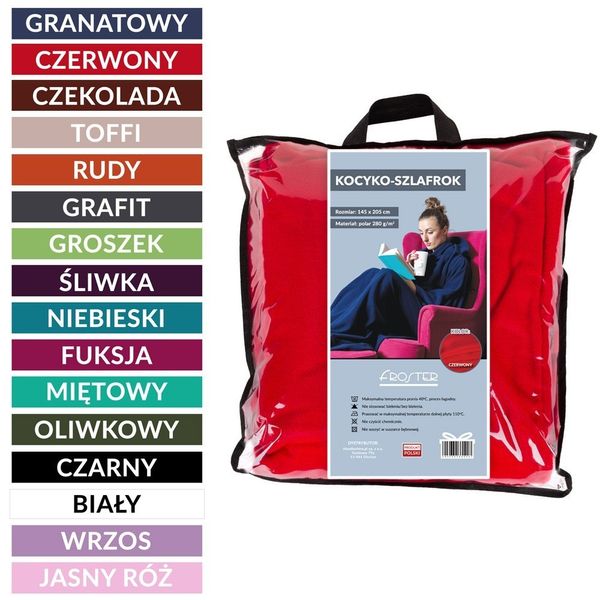 Kocyko - Szlafrok Rudy ciepły koc z rękawami POLAR zdjęcie 6