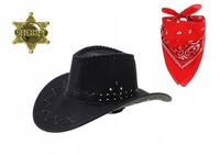 Zestaw Kowboja Szeryfa – Kapelusz Bandana Odznaka Przebranie Western