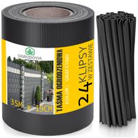 TAŚMA OGRODZENIOWA NA PŁOT OGRODZENIE OSŁONA PANEL 19cmx35m 24 KLIPSY