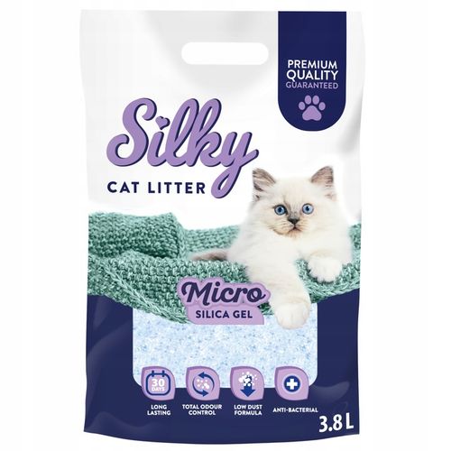 MICRO drobny Żwirek silikonowy dla kota SILKY 30,4L ZESTAW 8x3,8l na Arena.pl