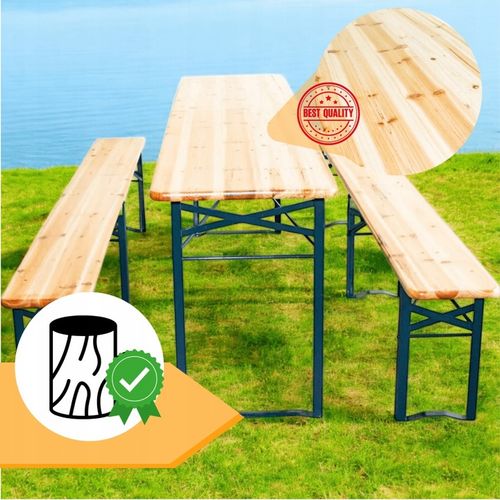 zestaw biesiadny 220cm drewniany skladany stol i ławki Komplet Piwny Barowy na Arena.pl