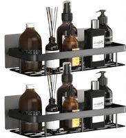 ZESTAW 2 SZT PÓŁKA ŁAZIENKOWA WISZĄCA METALOWA SAMOPRZYLEPNA CZARNA LOFT