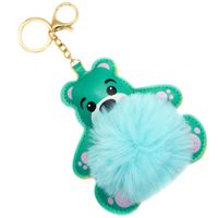Brelok do kluczy zawieszka Miś turkusowy pompon