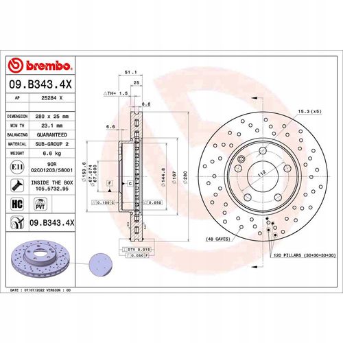 TARCZA HAM PRZOD 280X25 V XTRA BREMBO na Arena.pl
