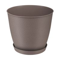 Doniczka z podstawką PELLA 14,5 cm taupe tworzywo sztuczne pojemność 1,4l